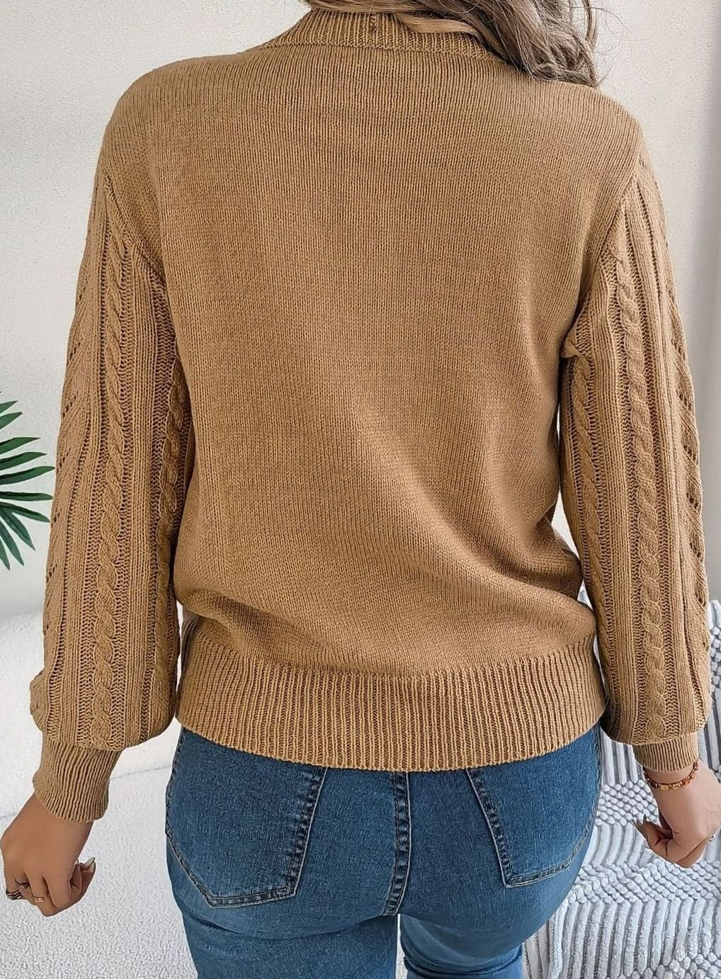 Mia | Pull Relaxed à Col Rond en Tricot Cable