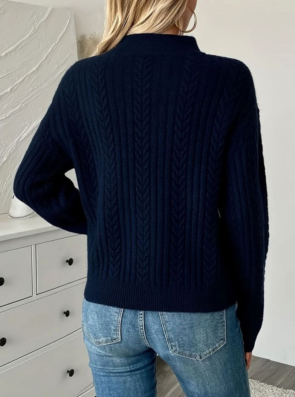 Pénélope | Pull-over à col zippé quart en tricot torsadé pour femmes