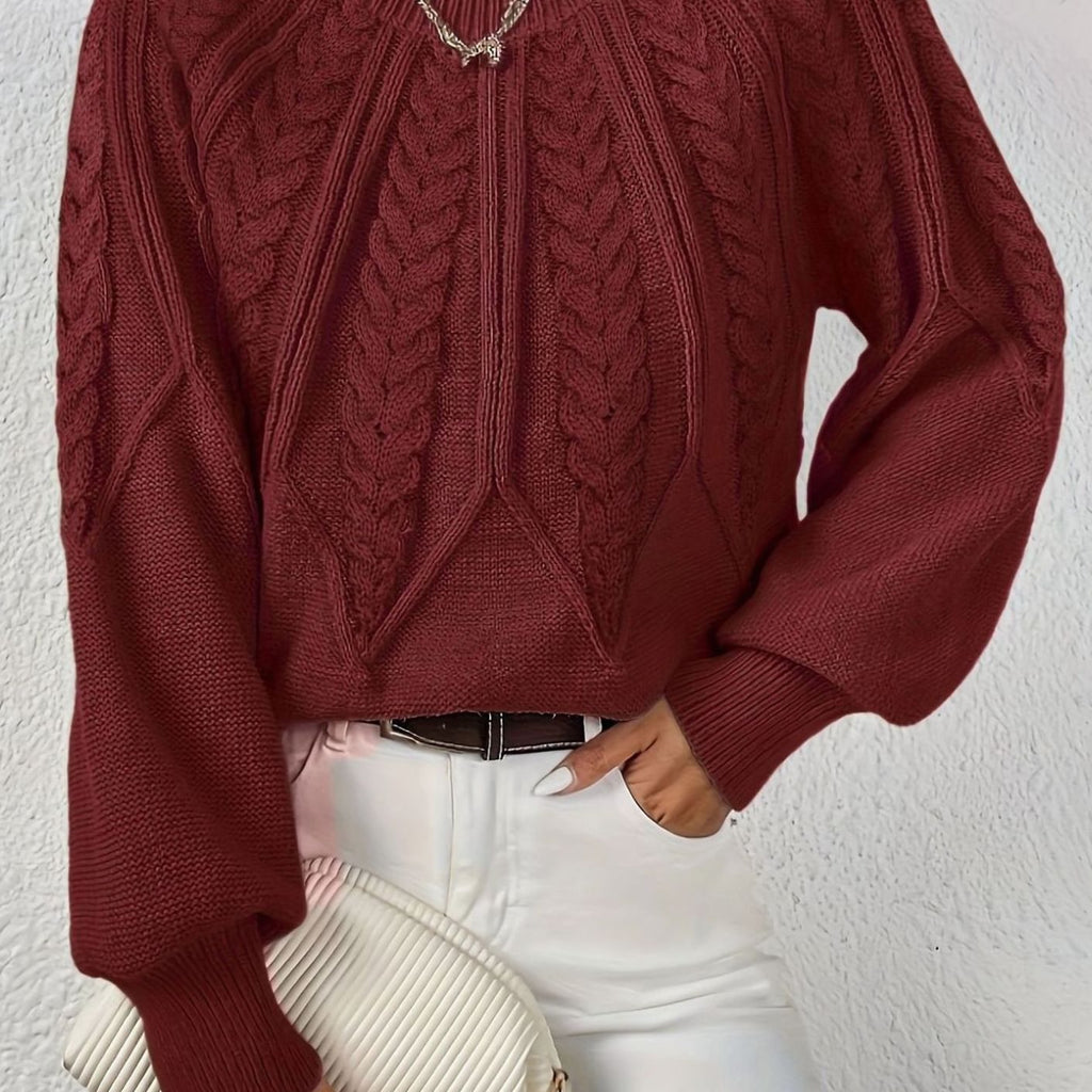 Scarlett | Pull à col rond en tricot à torsades pour femmes