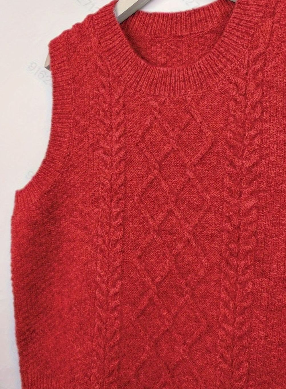 Pénélope | Gilet sans manches en tricot à torsades pour femmes, col rond