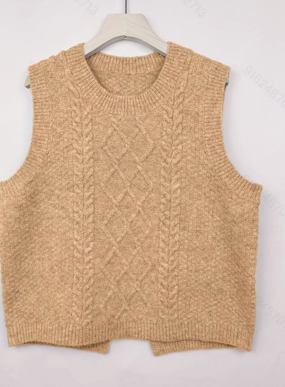 Pénélope | Gilet sans manches en tricot à torsades pour femmes, col rond
