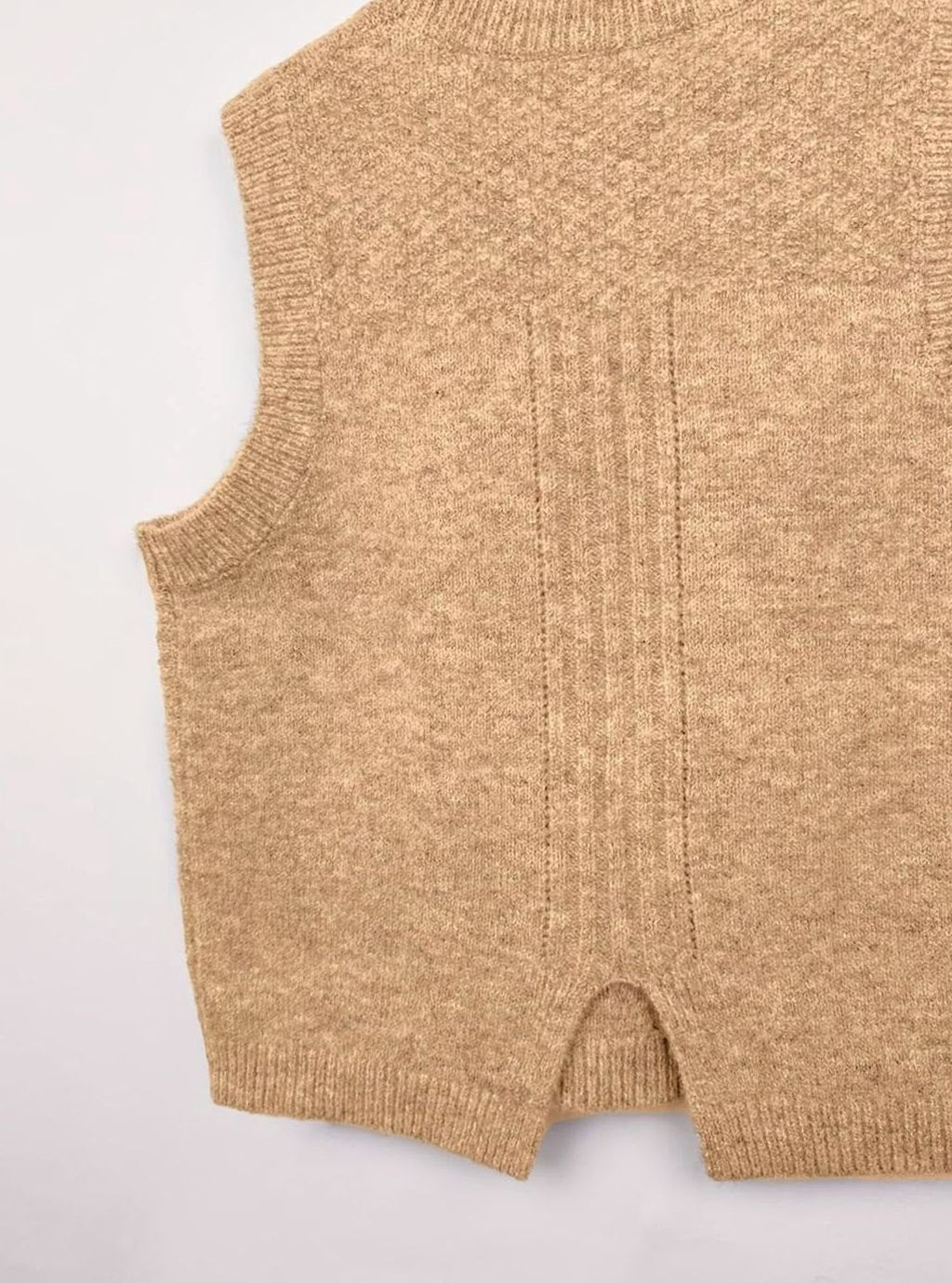 Pénélope | Gilet sans manches en tricot à torsades pour femmes, col rond