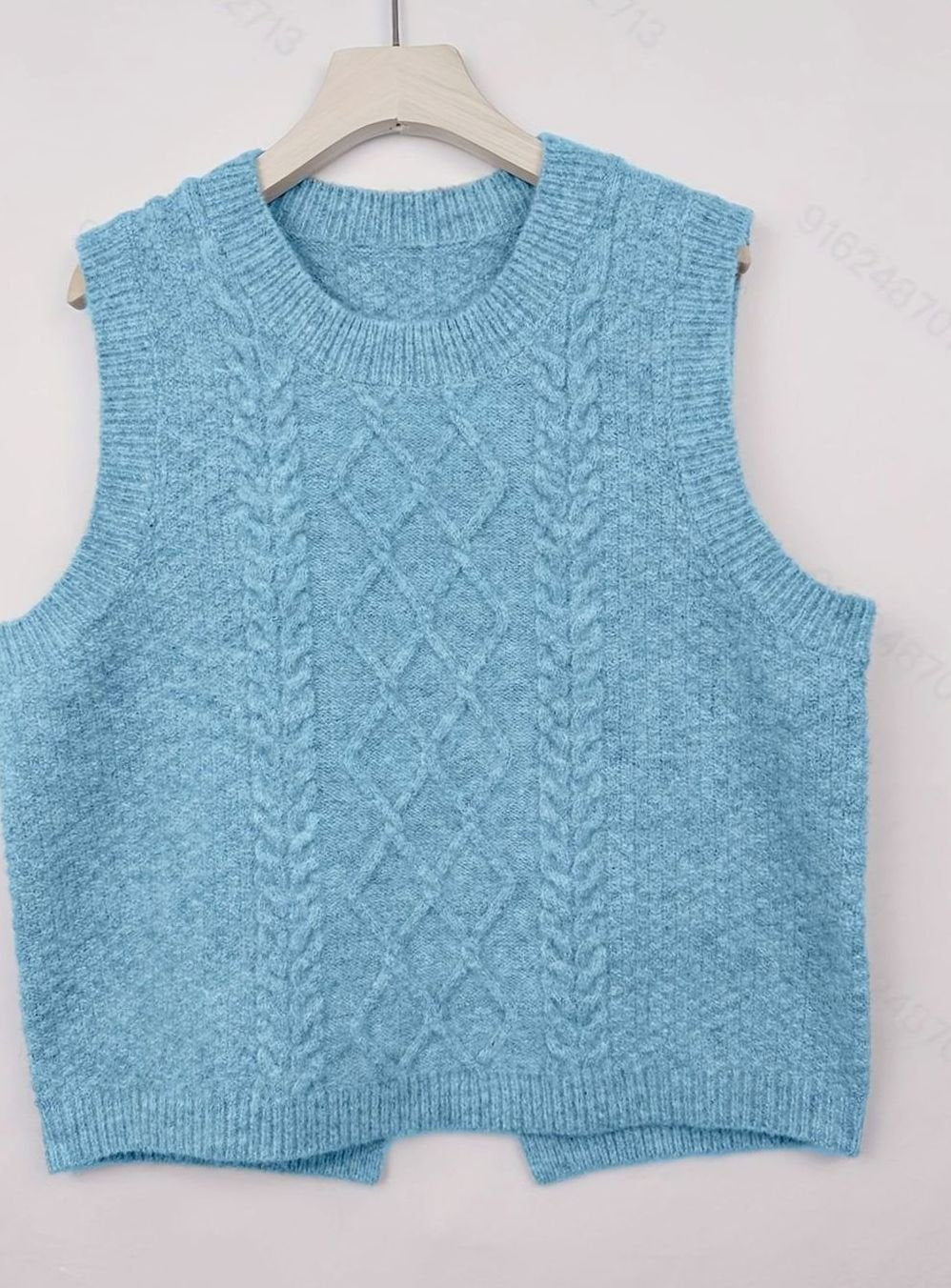 Pénélope | Gilet sans manches en tricot à torsades pour femmes, col rond