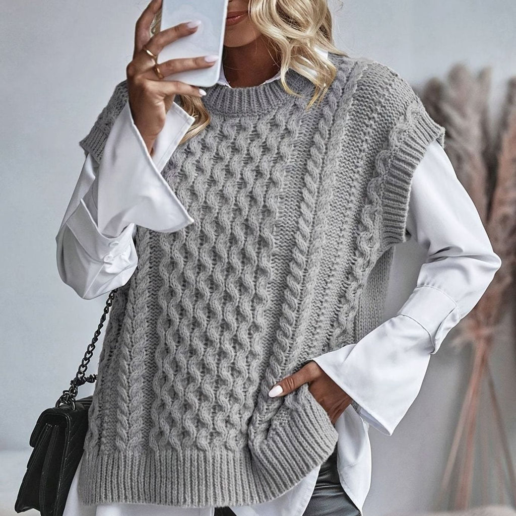 Charlotte | Gilet en Tricot à Câbles pour Femmes, Pull à Coupe Relaxée