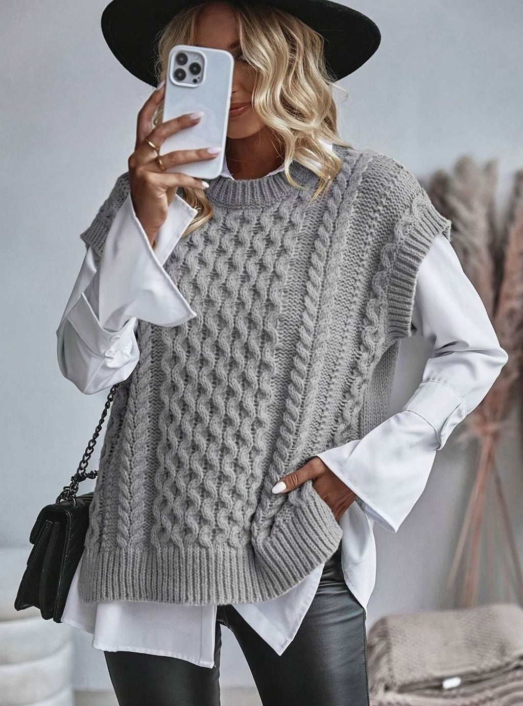 Charlotte | Gilet en Tricot à Câbles pour Femmes, Pull à Coupe Relaxée
