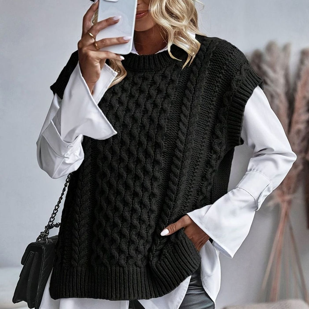 Charlotte | Gilet en Tricot à Câbles pour Femmes, Pull à Coupe Relaxée