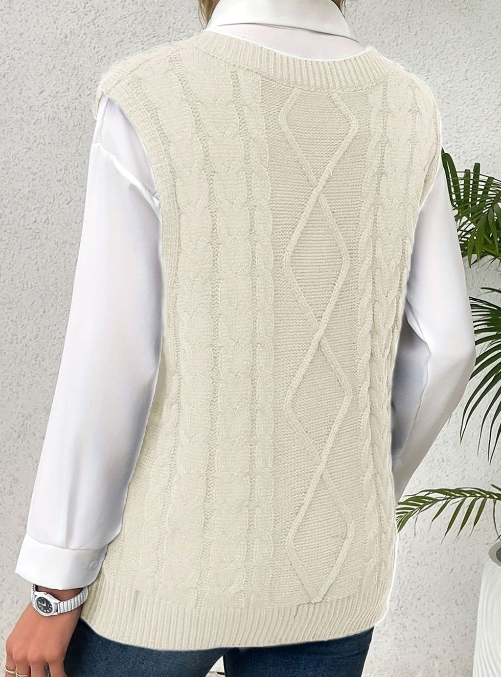 Camila | Gilet en maille torsadée pour femmes, décolleté en V, coupe décontractée