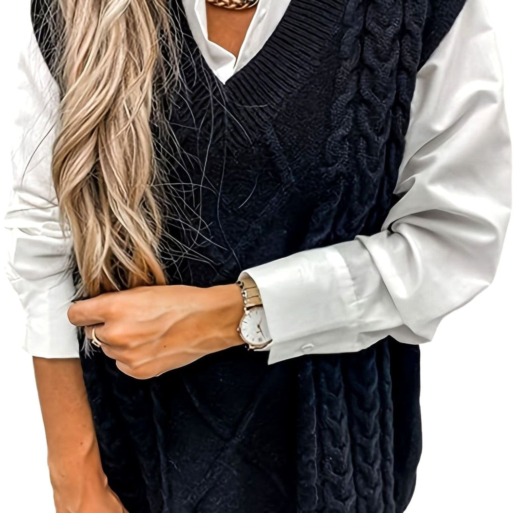 Camila | Gilet en maille torsadée pour femmes, décolleté en V, coupe décontractée