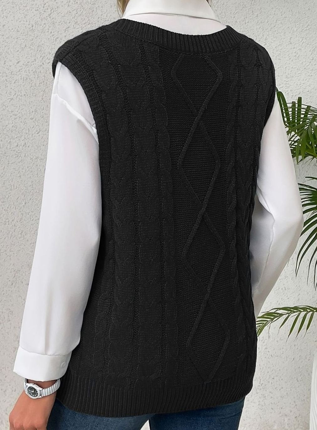 Camila | Gilet en maille torsadée pour femmes, décolleté en V, coupe décontractée