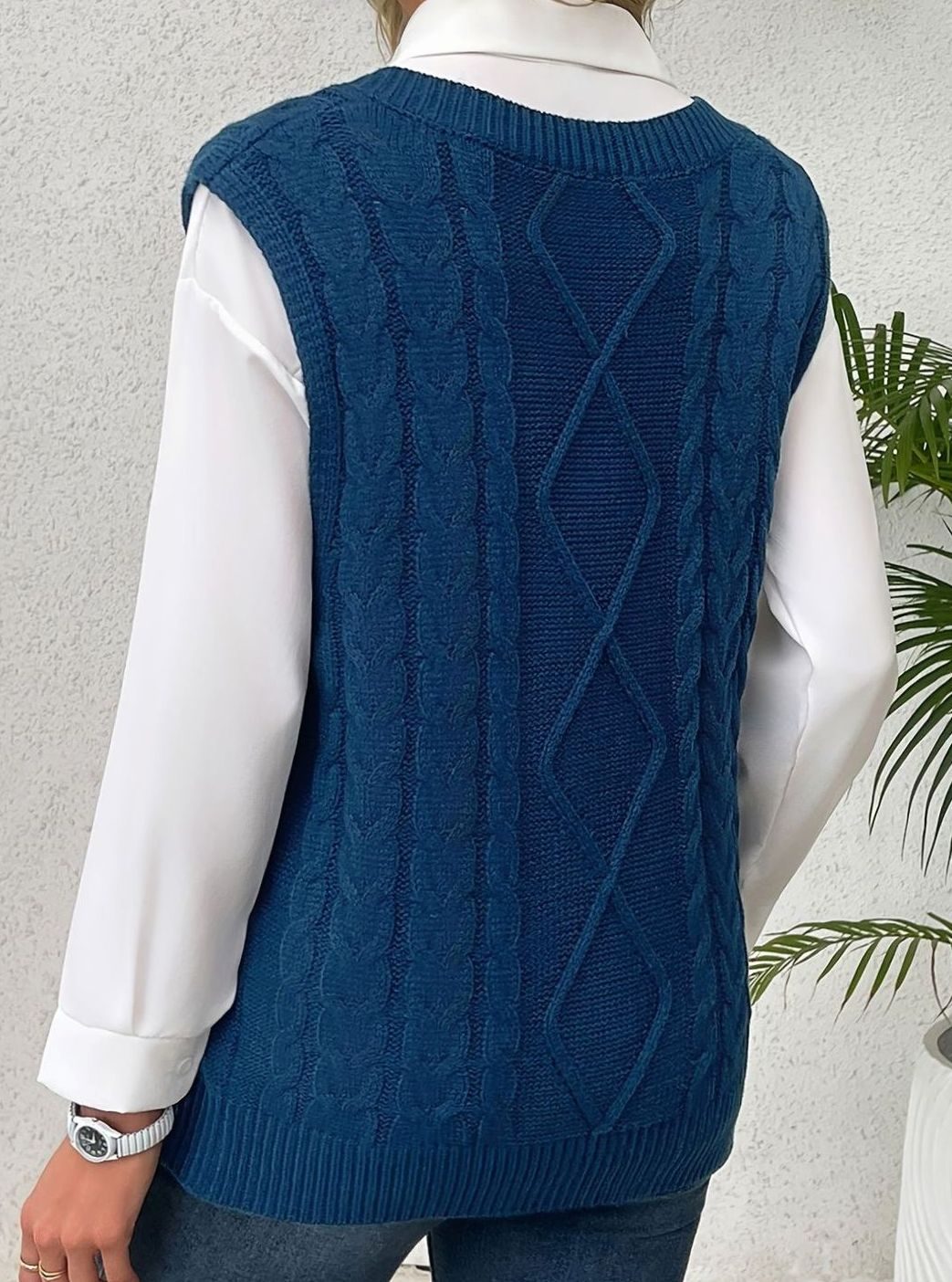 Camila | Gilet en maille torsadée pour femmes, décolleté en V, coupe décontractée