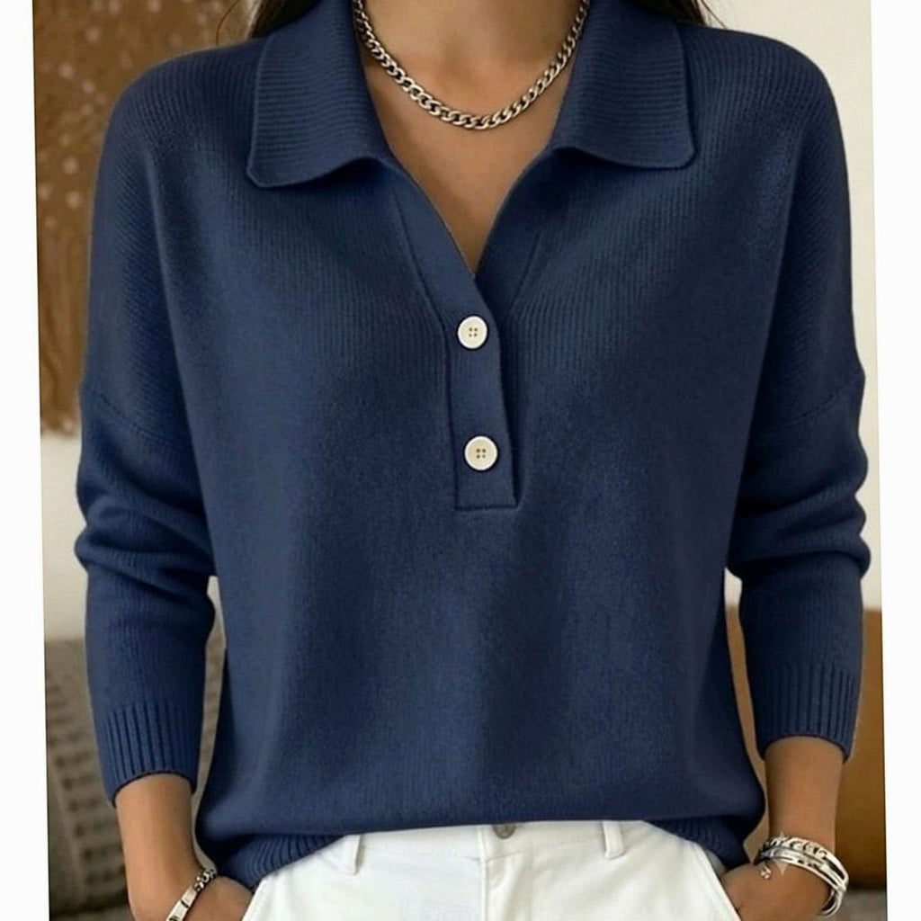 Emma | Pull en tricot à col et patte de boutonnage pour femmes