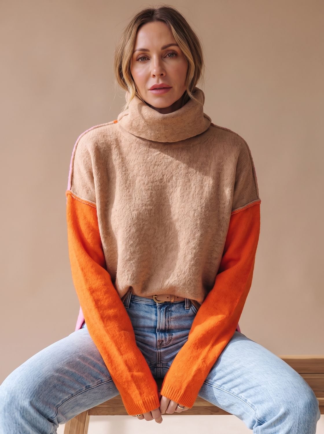 Luna | Pull à col roulé décontracté pour femmes avec blocs de couleur