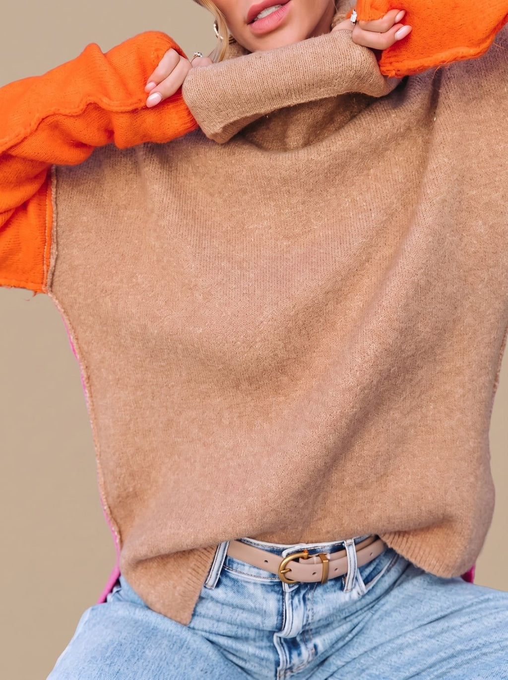 Luna | Pull à col roulé décontracté pour femmes avec blocs de couleur