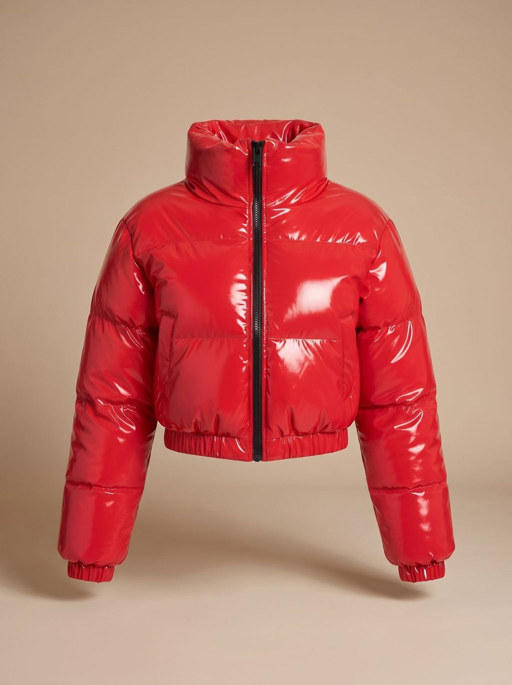 Scarlett | Veste Puffer Croppée Brillante à Zip pour Femmes