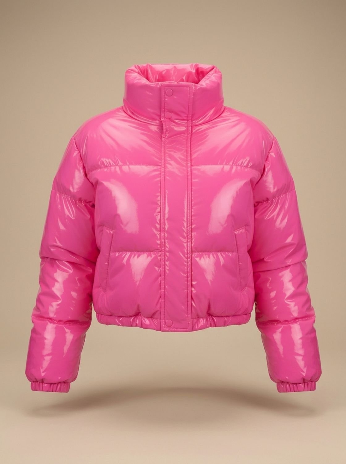 Scarlett | Veste Puffer Croppée Brillante à Zip pour Femmes
