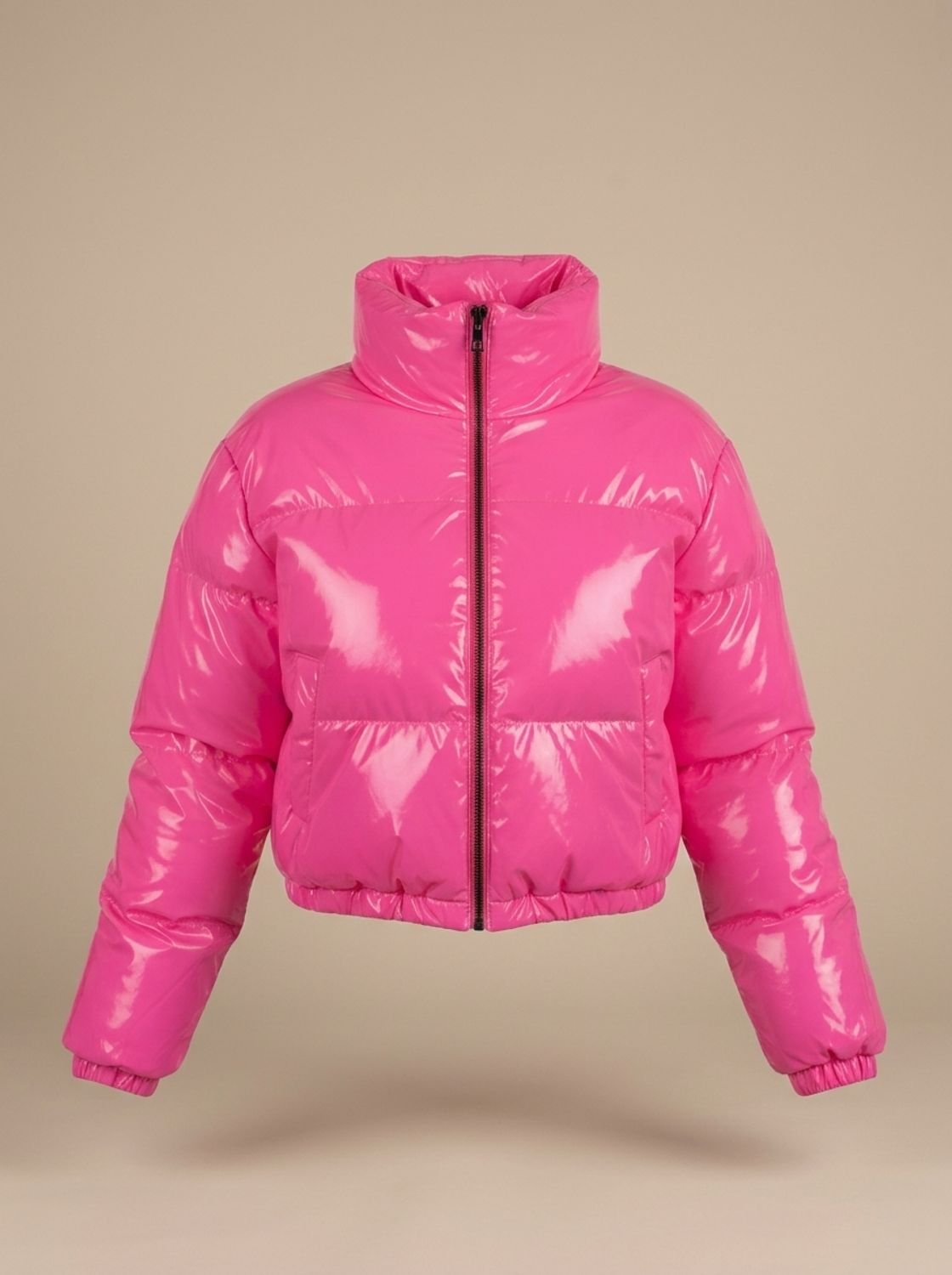 Scarlett | Veste Puffer Croppée Brillante à Zip pour Femmes