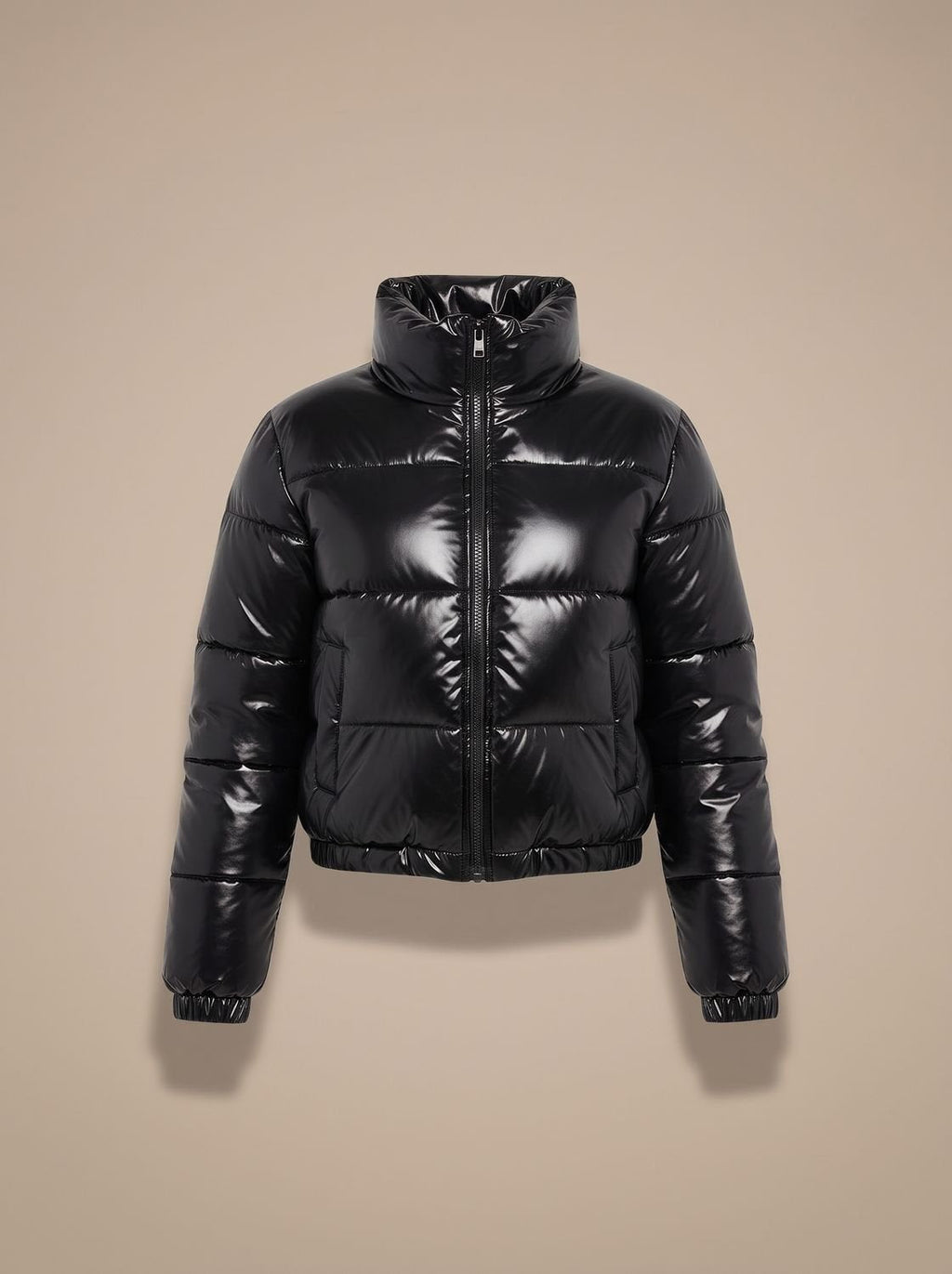 Scarlett | Veste Puffer Croppée Brillante à Zip pour Femmes