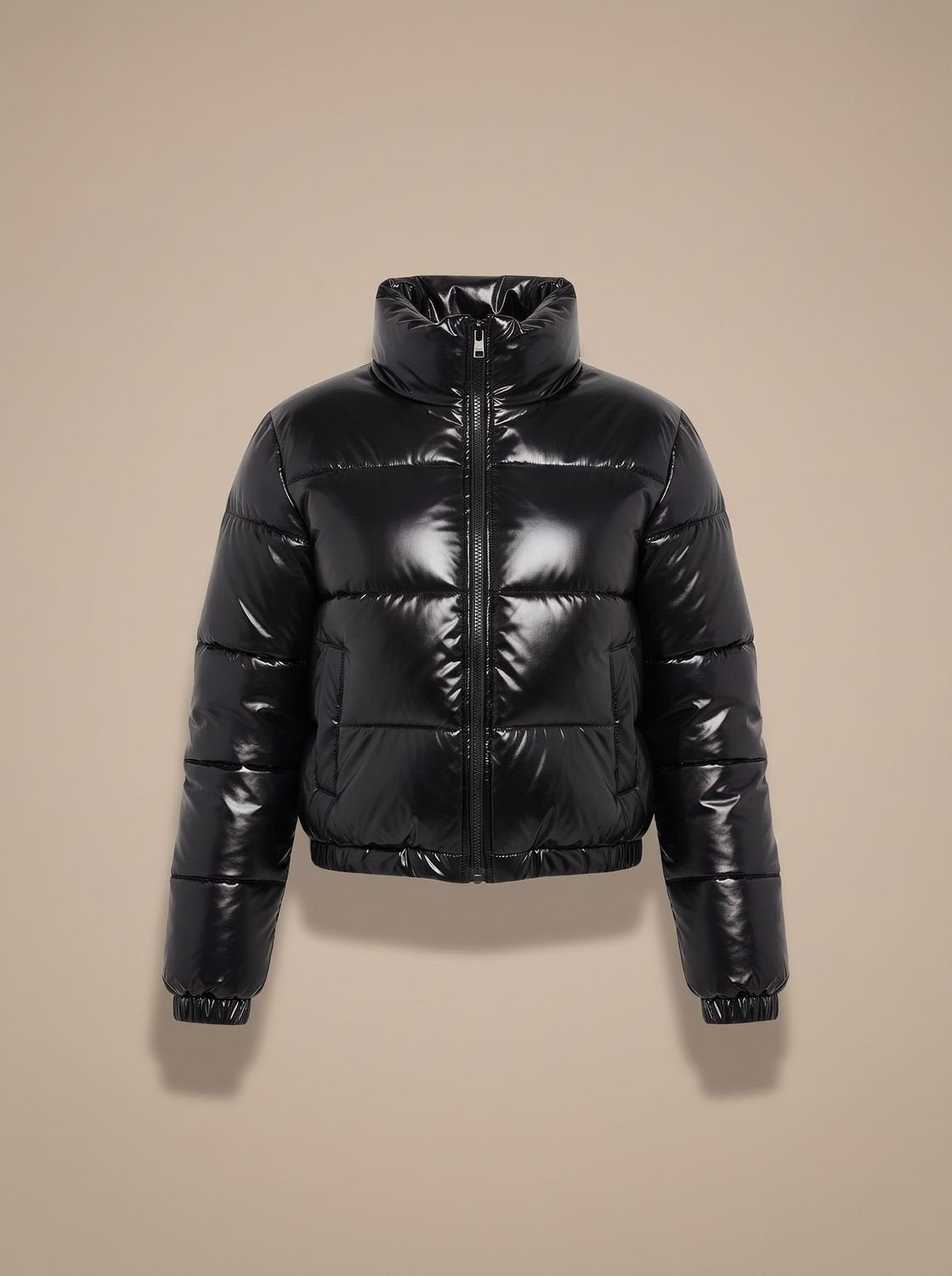 Scarlett | Veste Puffer Croppée Brillante à Zip pour Femmes
