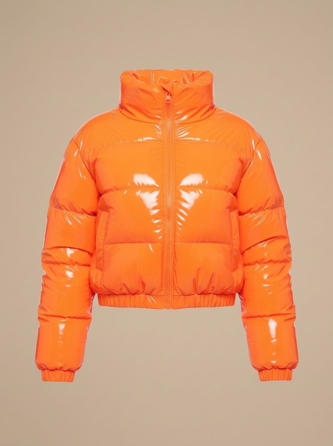 Scarlett | Veste Puffer Croppée Brillante à Zip pour Femmes