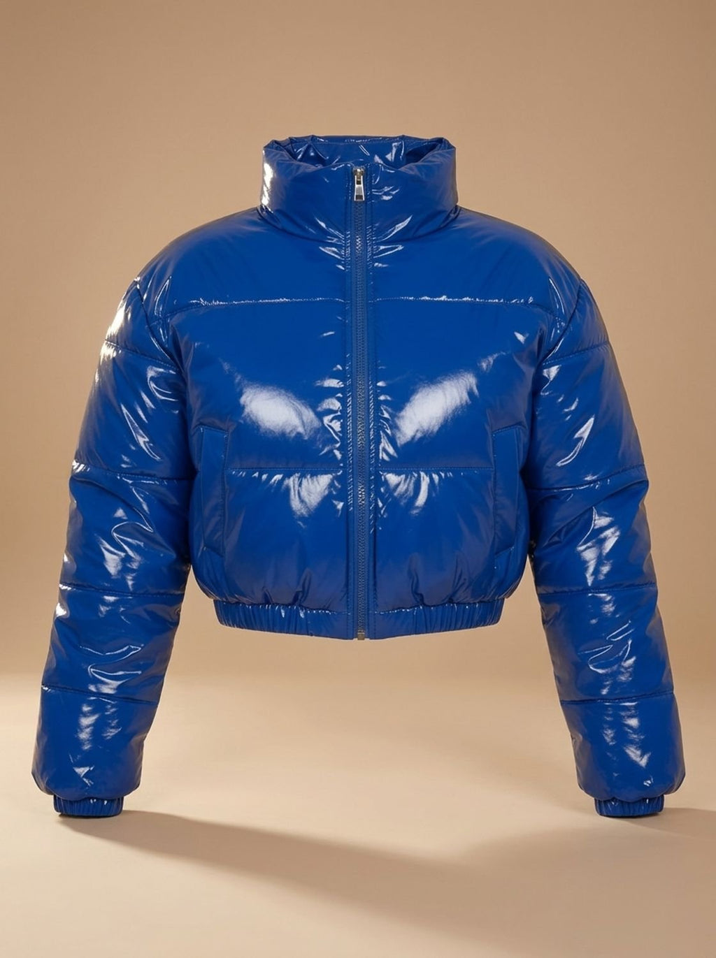 Scarlett | Veste Puffer Croppée Brillante à Zip pour Femmes
