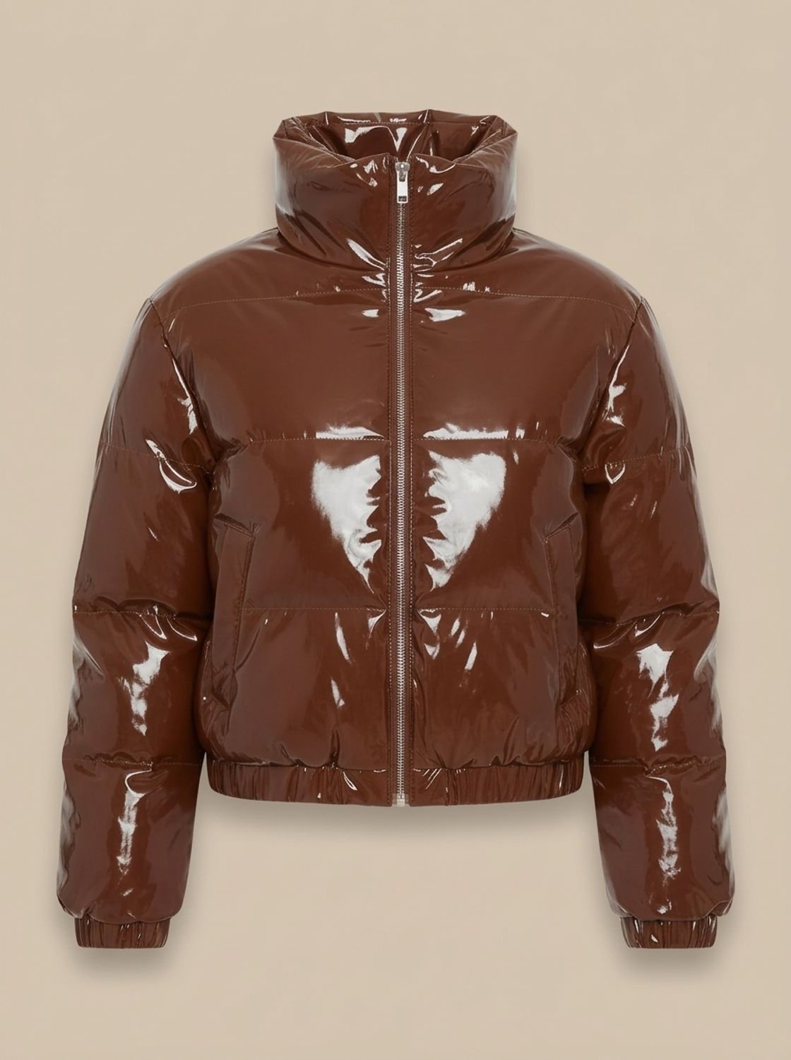 Scarlett | Veste Puffer Croppée Brillante à Zip pour Femmes