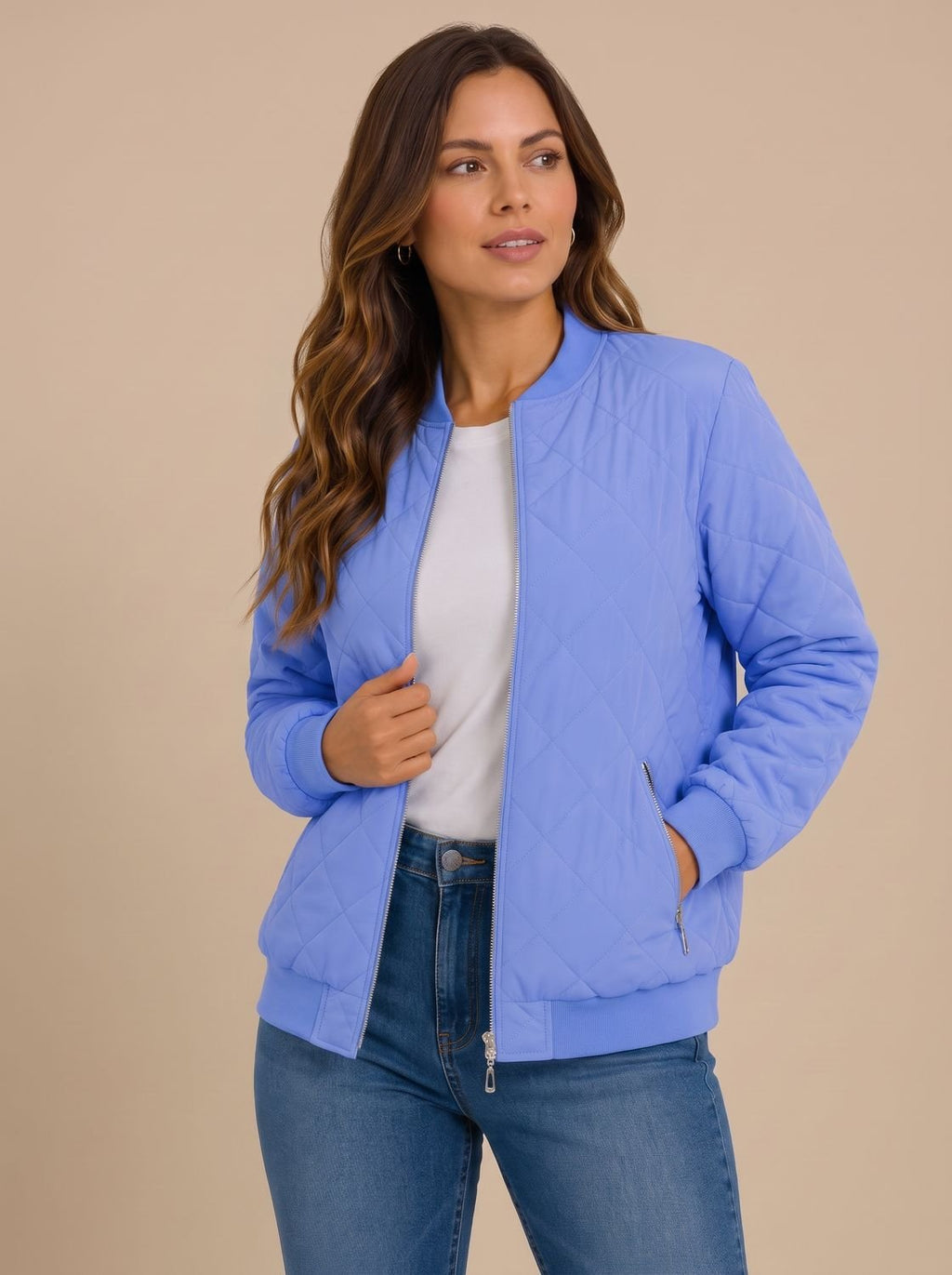 Aria | Veste Bomber Matelassée en Diamant pour Femmes avec Poches