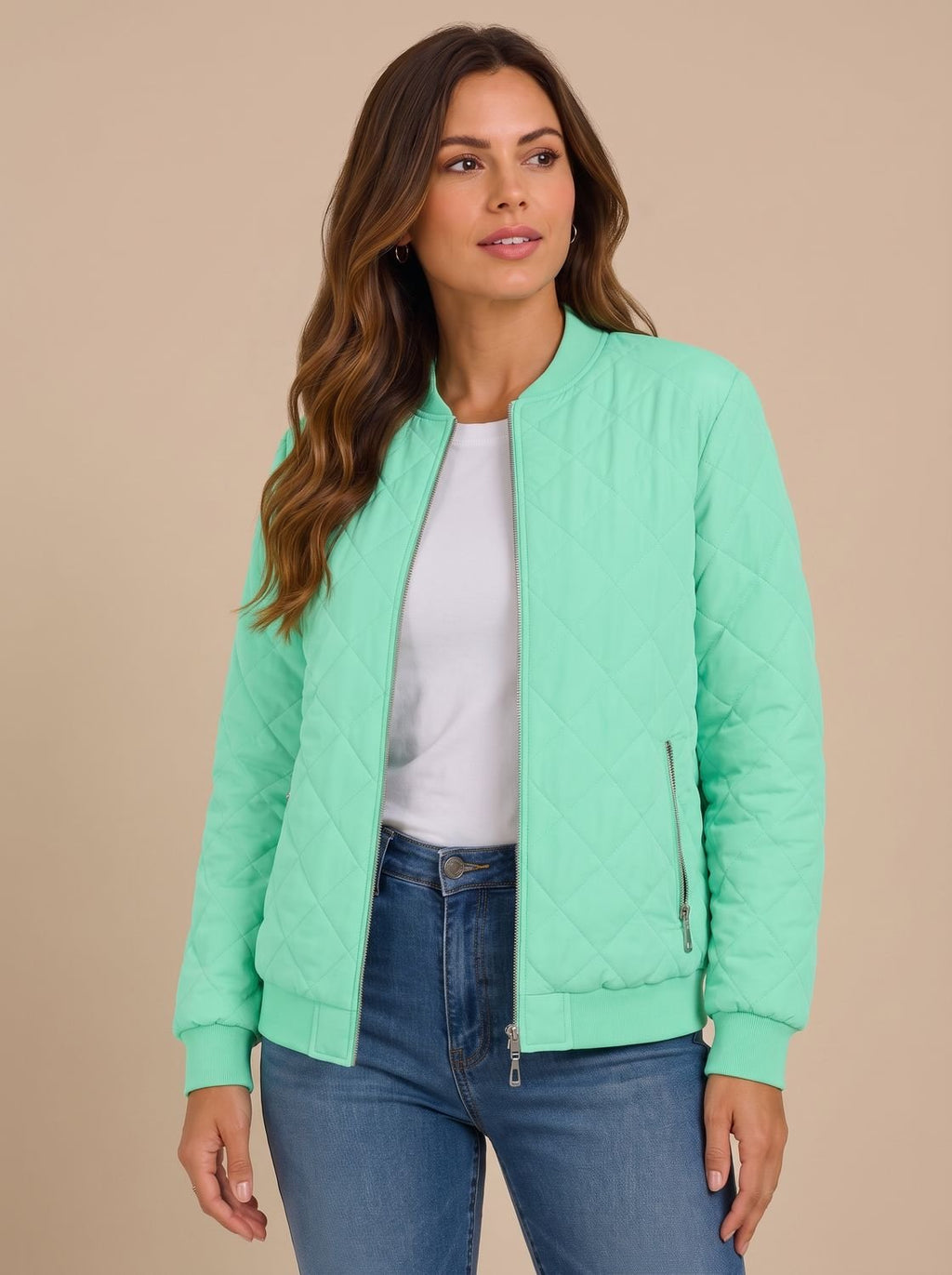 Aria | Veste Bomber Matelassée en Diamant pour Femmes avec Poches