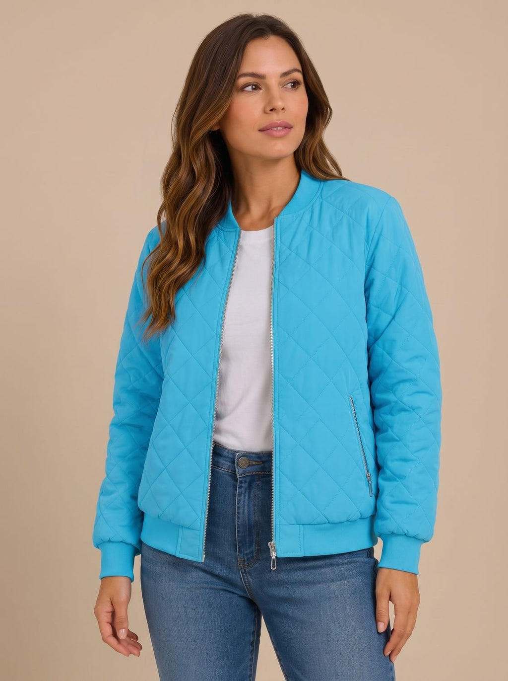 Aria | Veste Bomber Matelassée en Diamant pour Femmes avec Poches