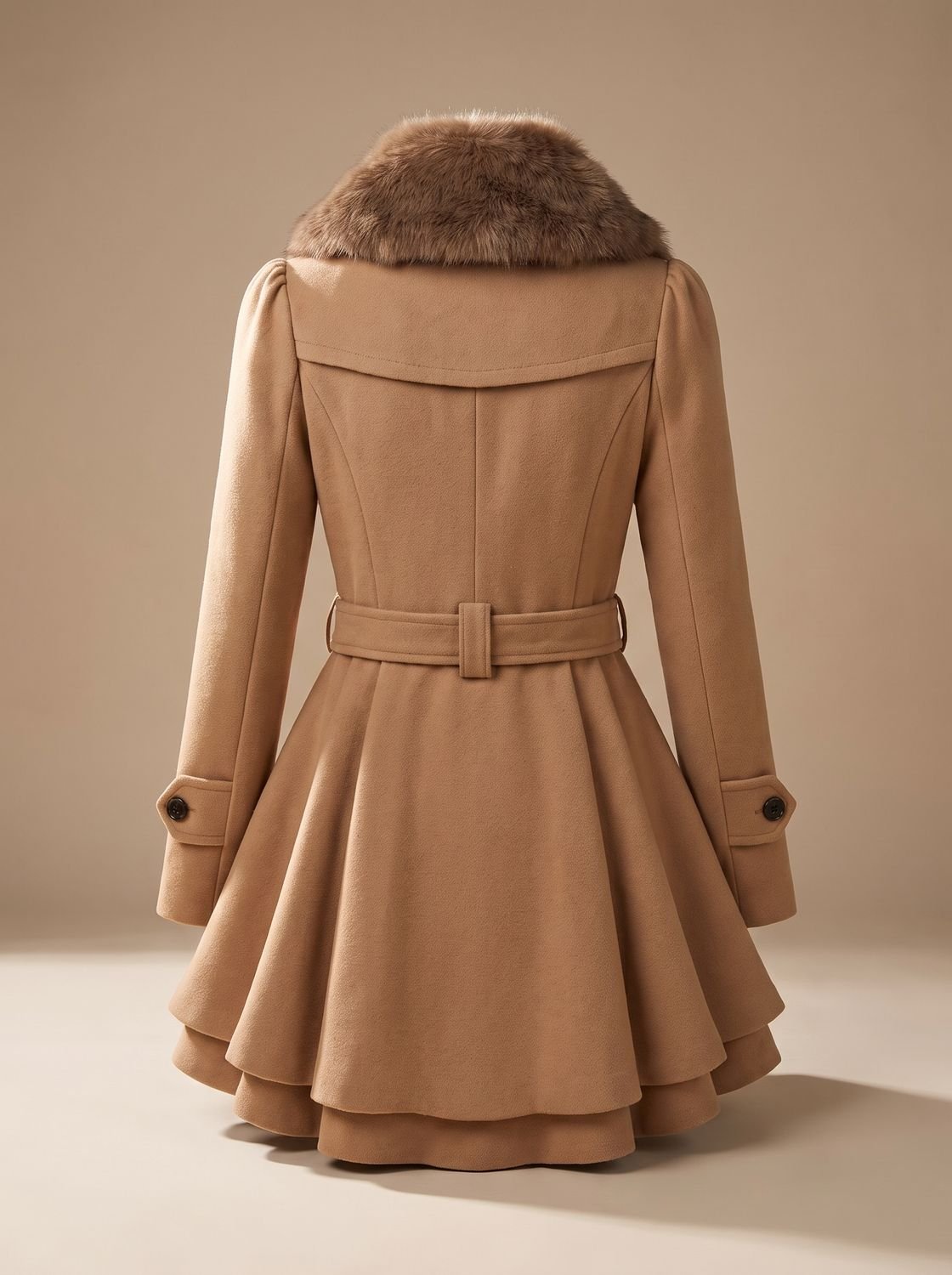Grace | Manteau en laine mélangée à col en fausse fourrure et ceinture à double boutonnage pour femmes