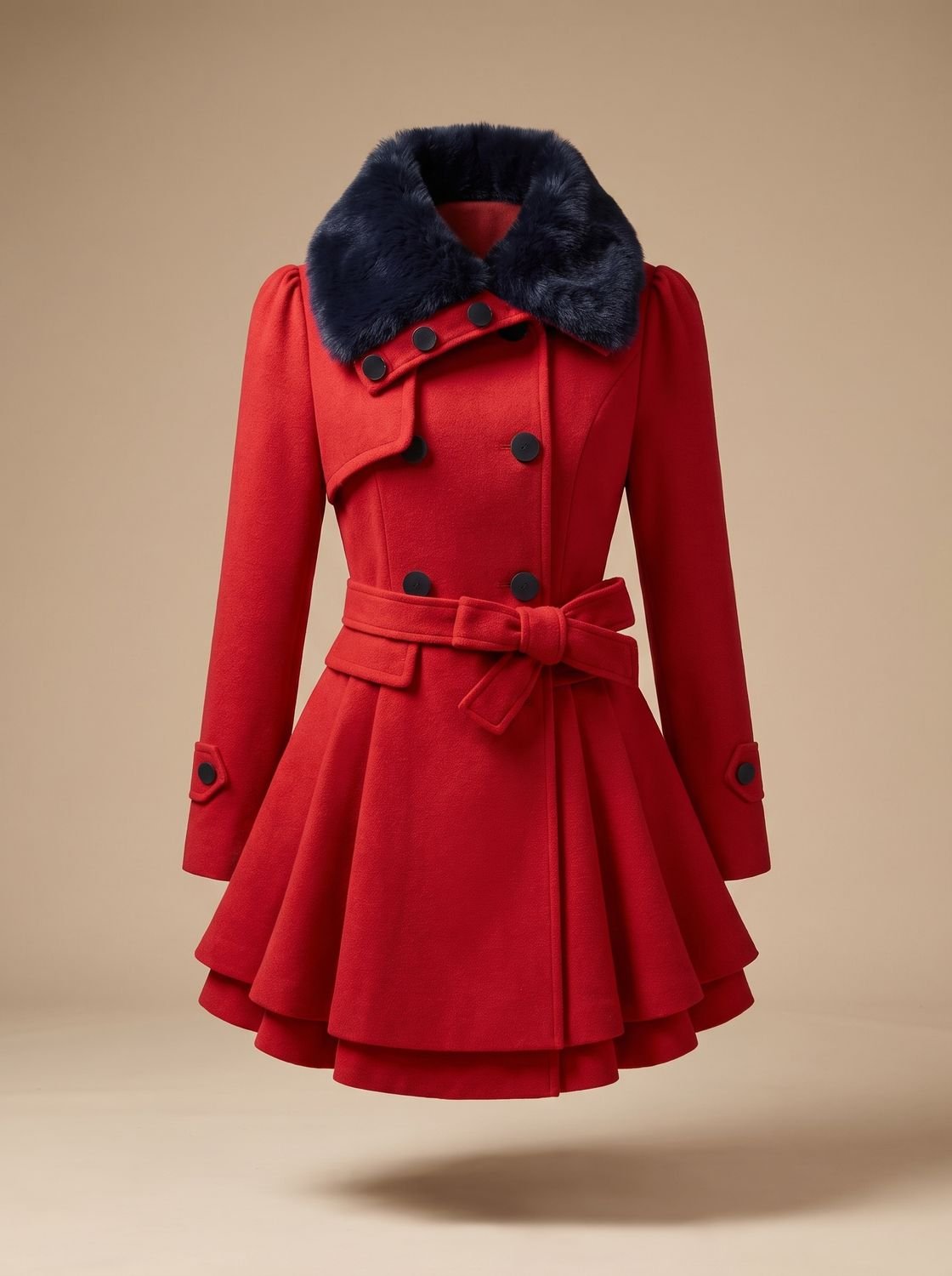 Grace | Manteau en laine mélangée à col en fausse fourrure et ceinture à double boutonnage pour femmes