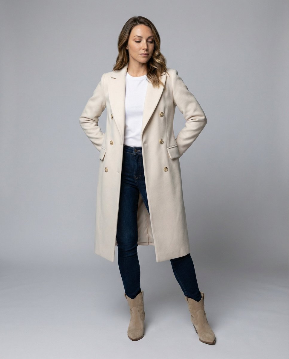 Scarlett | Manteau mi-long à manches longues et double boutonnage pour femmes