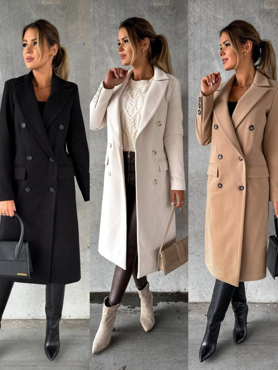 Scarlett | Manteau mi-long à manches longues et double boutonnage pour femmes