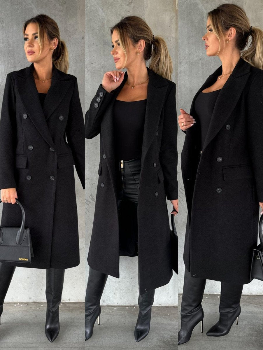 Scarlett | Manteau mi-long à manches longues et double boutonnage pour femmes