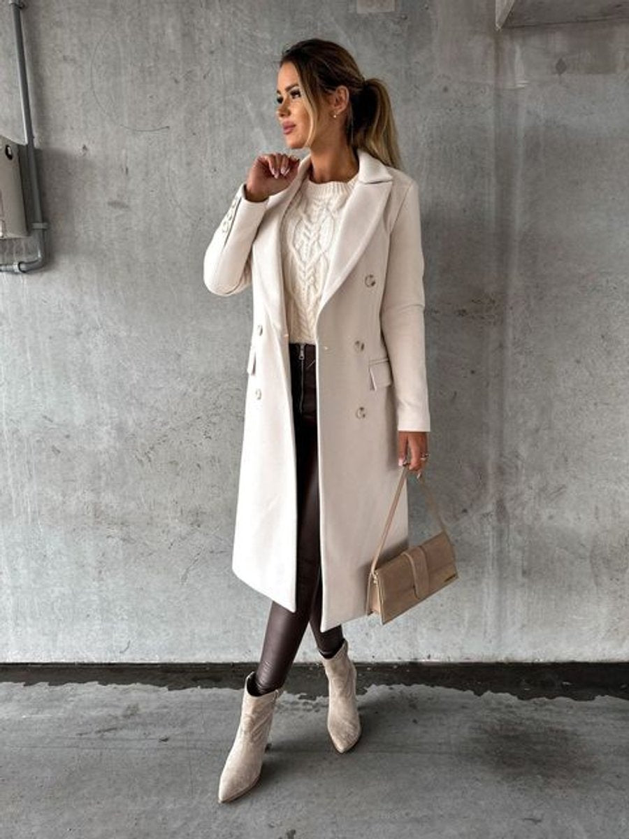 Scarlett | Manteau mi-long à manches longues et double boutonnage pour femmes