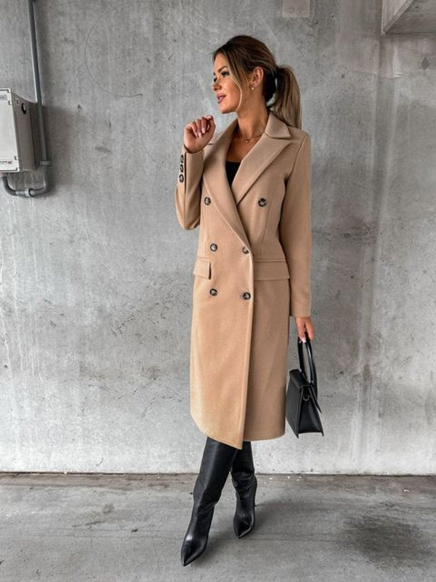 Scarlett | Manteau mi-long à manches longues et double boutonnage pour femmes