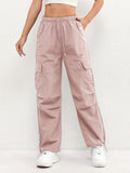 Pantalon Cargo Femme avec Cordon de Serrage et Poches - Pantalon Décontracté