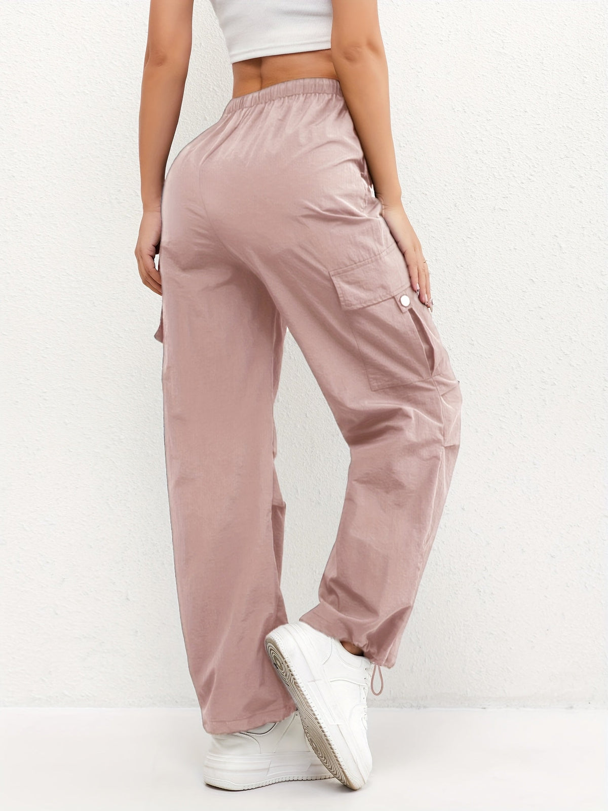 Pantalon Cargo Femme avec Cordon de Serrage et Poches - Pantalon Décontracté