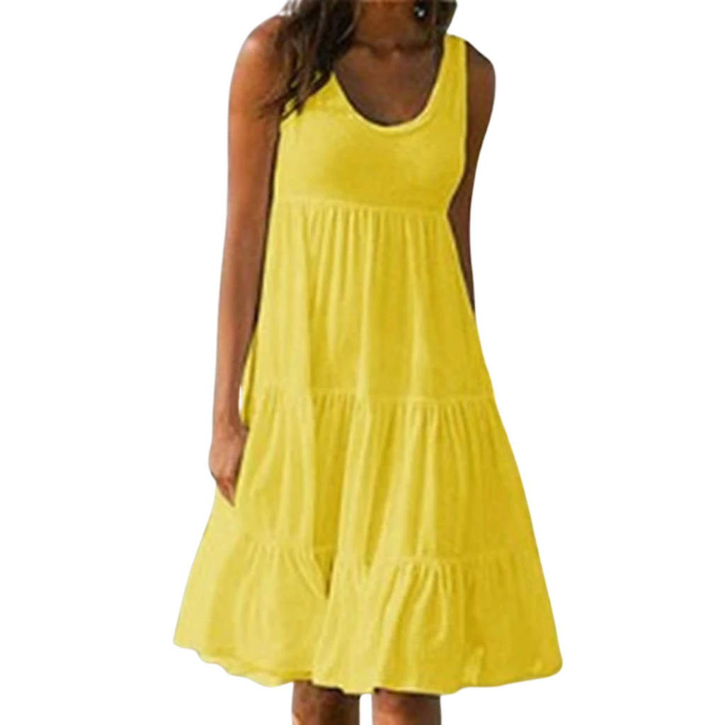 Luna | Robe Midi Étirée Sans Manches pour Femme Bohème Été