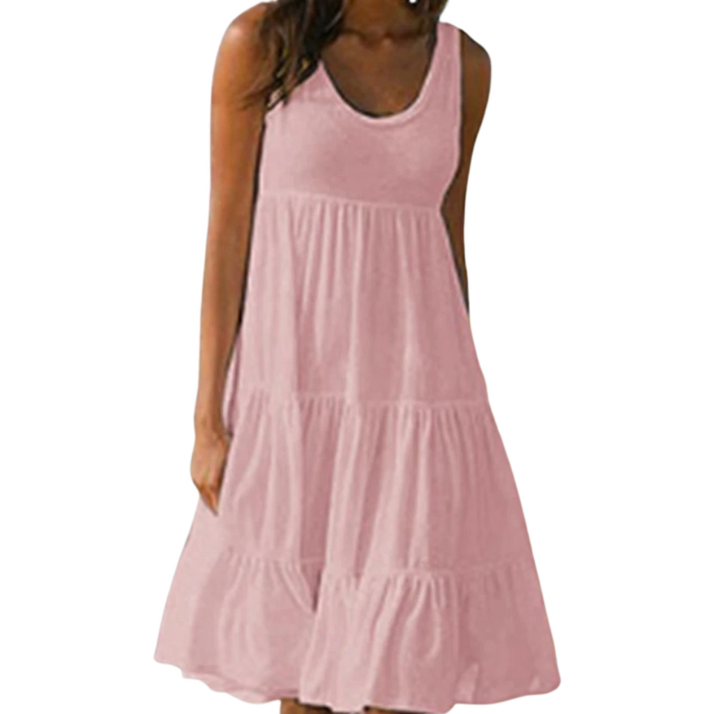 Luna | Robe Midi Étirée Sans Manches pour Femme Bohème Été