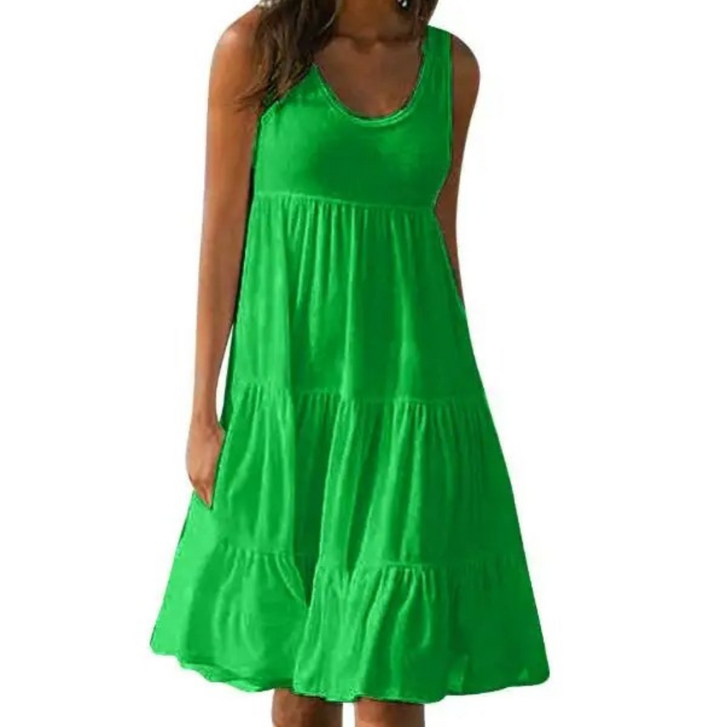 Luna | Robe Midi Étirée Sans Manches pour Femme Bohème Été