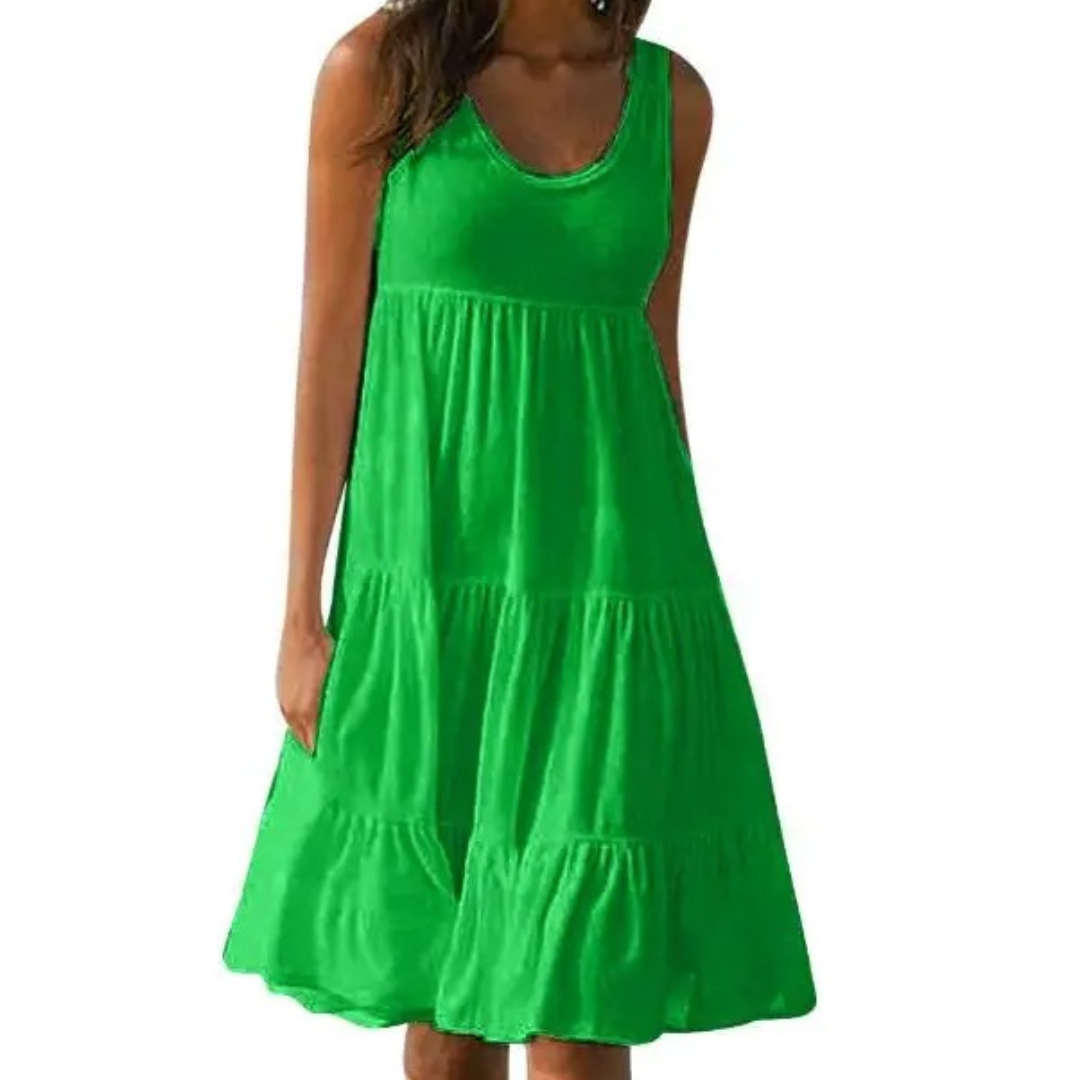 Luna | Robe Midi Étirée Sans Manches pour Femme Bohème Été