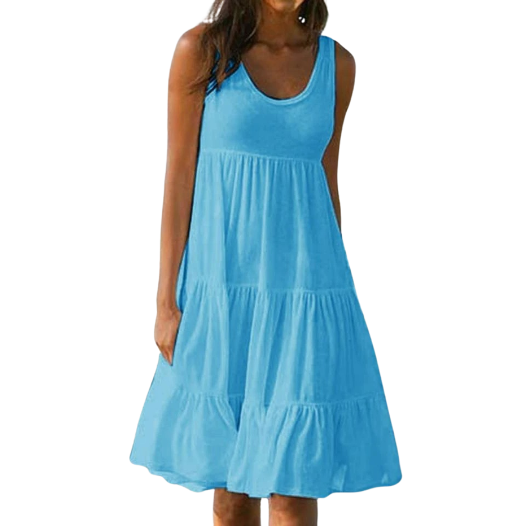 Luna | Robe Midi Étirée Sans Manches pour Femme Bohème Été
