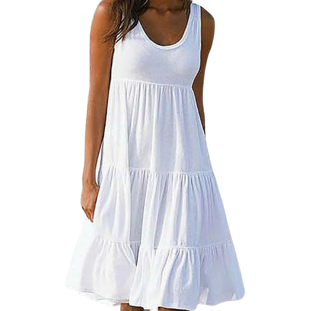Luna | Robe Midi Étirée Sans Manches pour Femme Bohème Été