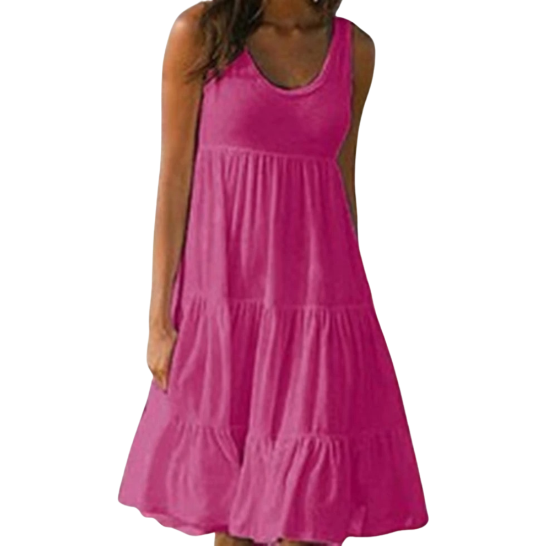 Luna | Robe Midi Étirée Sans Manches pour Femme Bohème Été