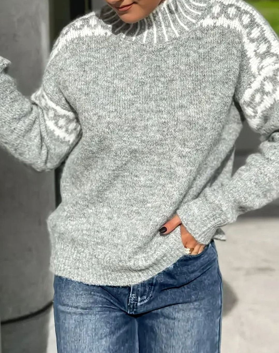 Madison | Pull en tricot à col roulé Fair Isle pour femmes, coupe décontractée