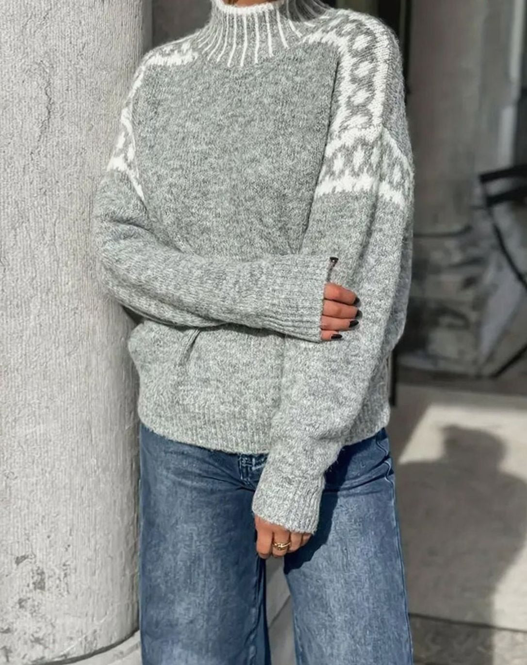 Madison | Pull en tricot à col roulé Fair Isle pour femmes, coupe décontractée