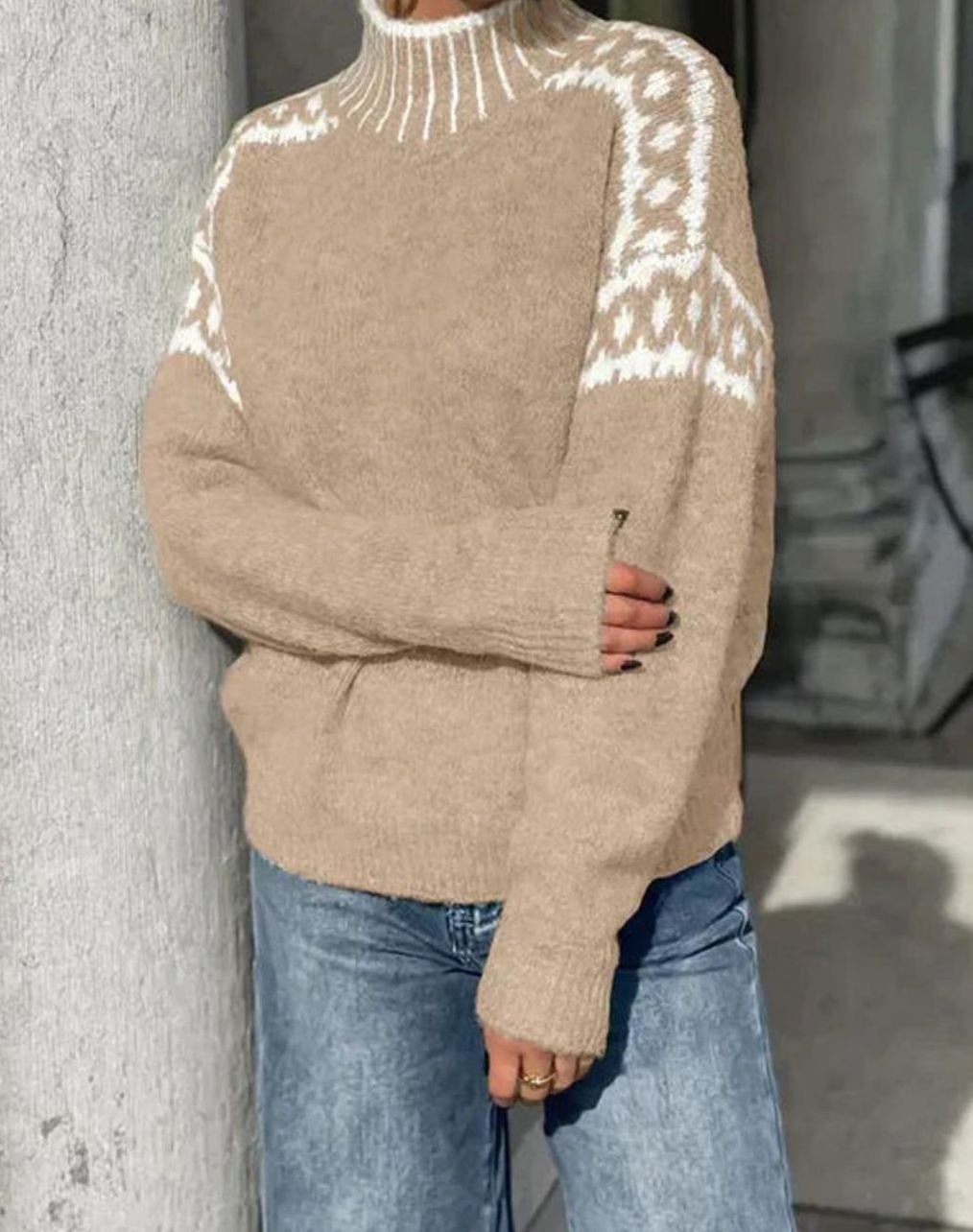 Madison | Pull en tricot à col roulé Fair Isle pour femmes, coupe décontractée