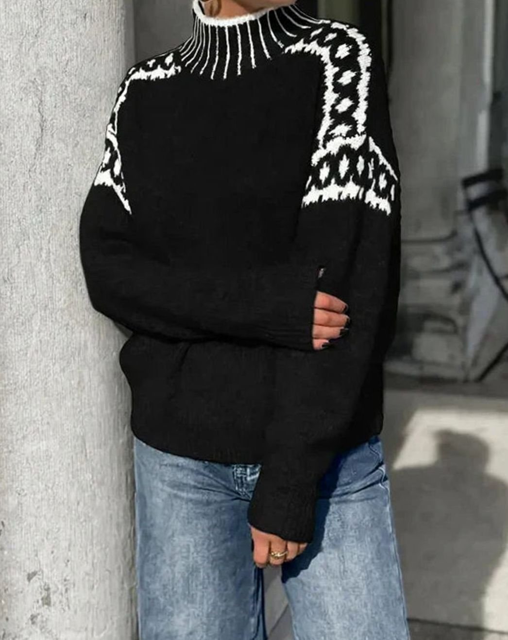 Madison | Pull en tricot à col roulé Fair Isle pour femmes, coupe décontractée