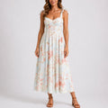 Mia | Robes de Mariage d'Automne pour Femmes, Robe Midi à Fleurs avec Épaules Tressées
