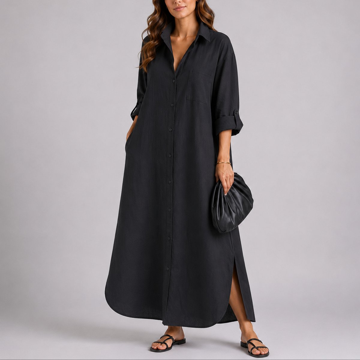 Sophia | Robes de Mariage Automne pour Femmes en Lin Oversized avec Boutons